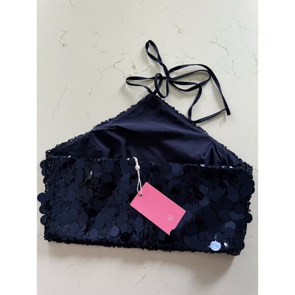 Amanda Uprichard Laurena Revolve Top Ink Blue Halter Cocktail Holiday Party New - Picture 7 of 9